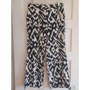LOFT ikat linen wide leg pants 0 NWT navy white party work resort beach